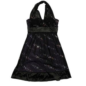 Black and Purple Y2K 2000s 2010s Semi Formal Halter Dress